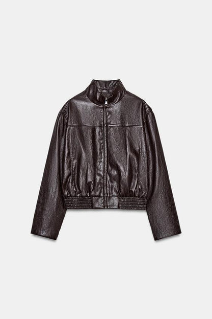 Veste bomber courte effet cuir