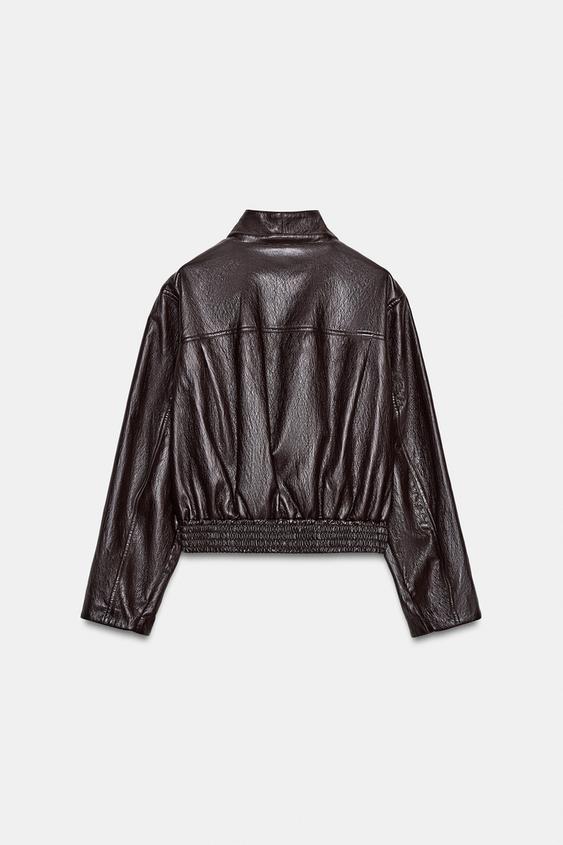 Veste bomber courte effet cuir