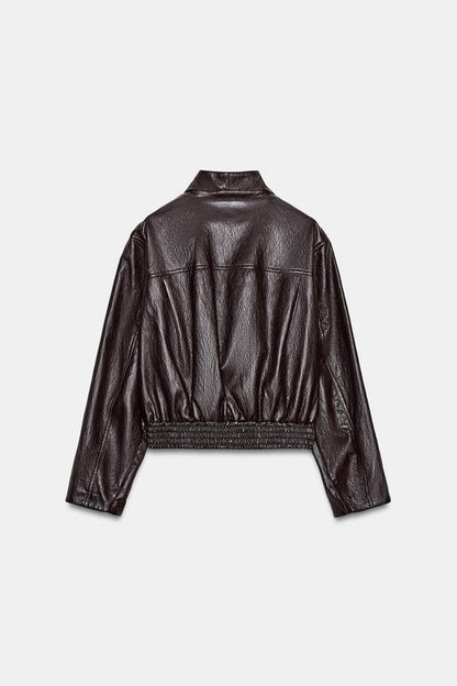 Veste bomber courte effet cuir