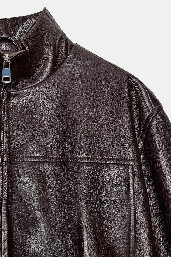 Veste bomber courte effet cuir