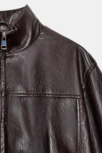 Veste bomber courte effet cuir