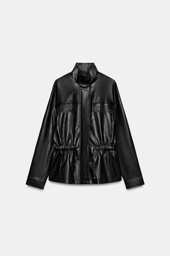 Blouson effet cuir à col montant