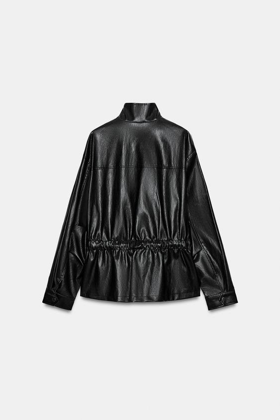 Blouson effet cuir à col montant