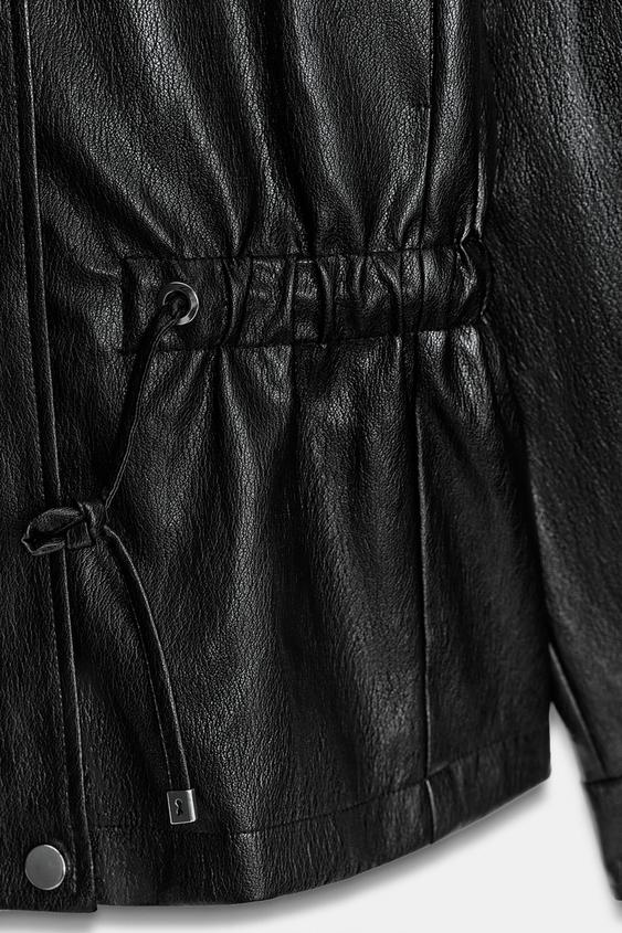 Blouson effet cuir à col montant