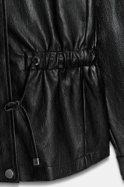 Blouson effet cuir à col montant