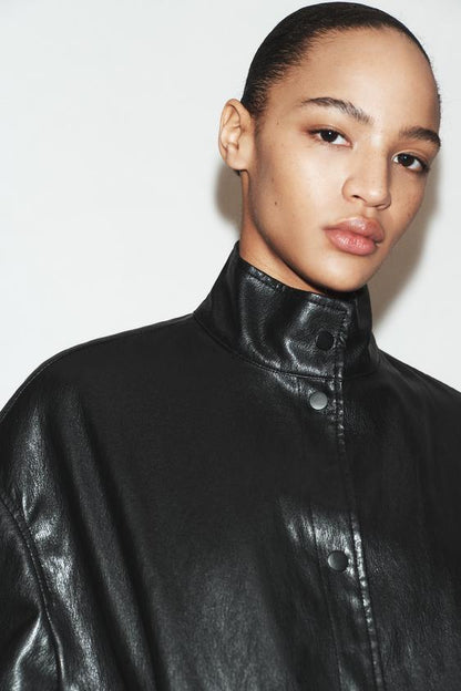 Veste bomber matelassée effet cuir