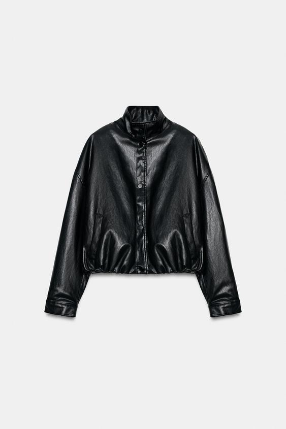 Veste bomber matelassée effet cuir