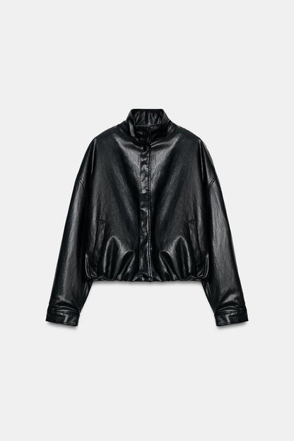 Veste bomber matelassée effet cuir