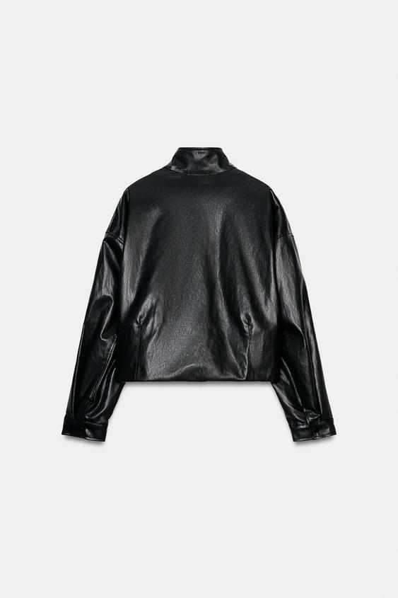 Veste bomber matelassée effet cuir