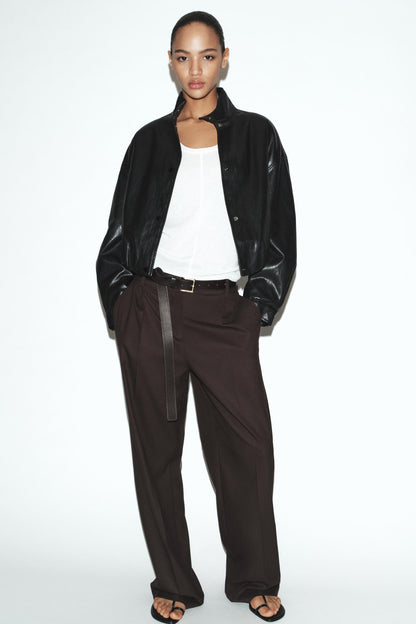 Veste bomber matelassée effet cuir