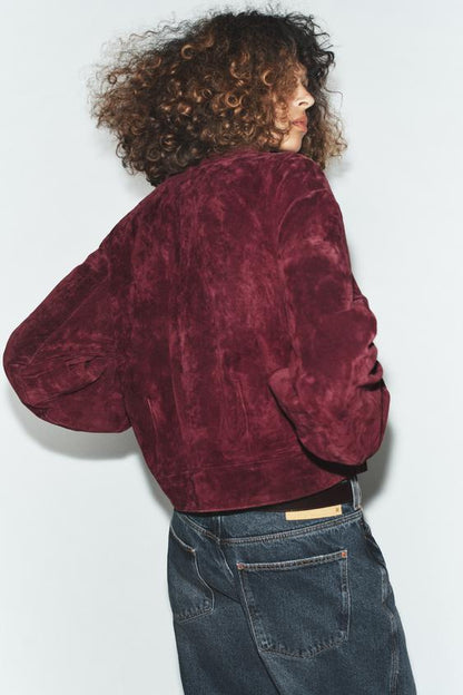 Blouson 100 % cuir suédé