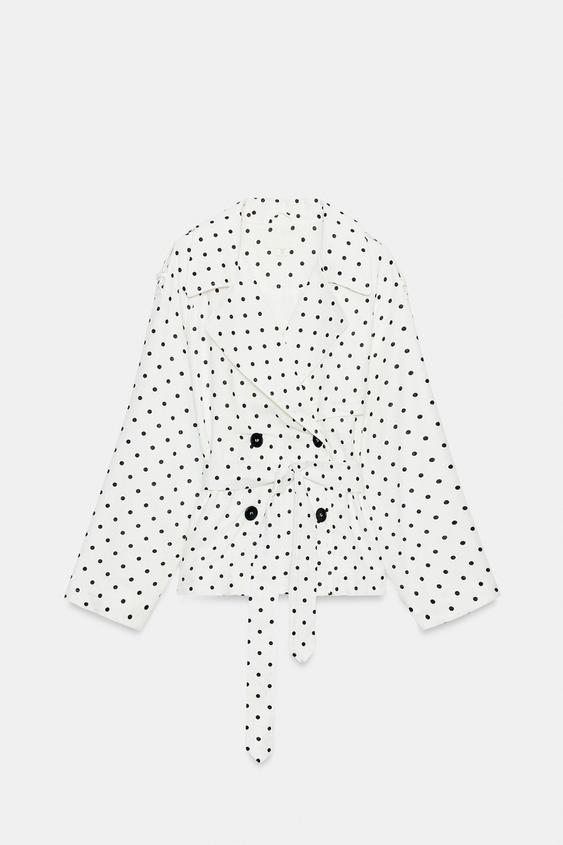 Blouson trench à pois avec ceinture