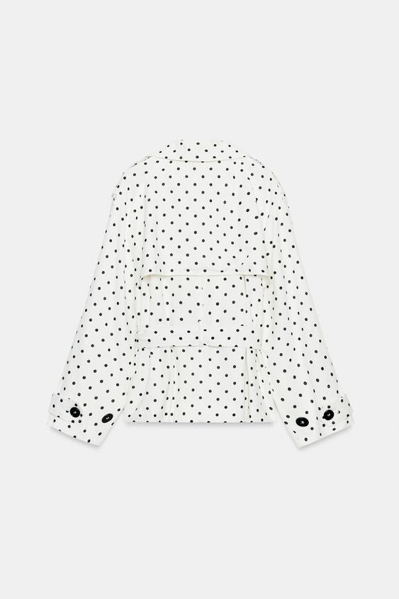 Blouson trench à pois avec ceinture