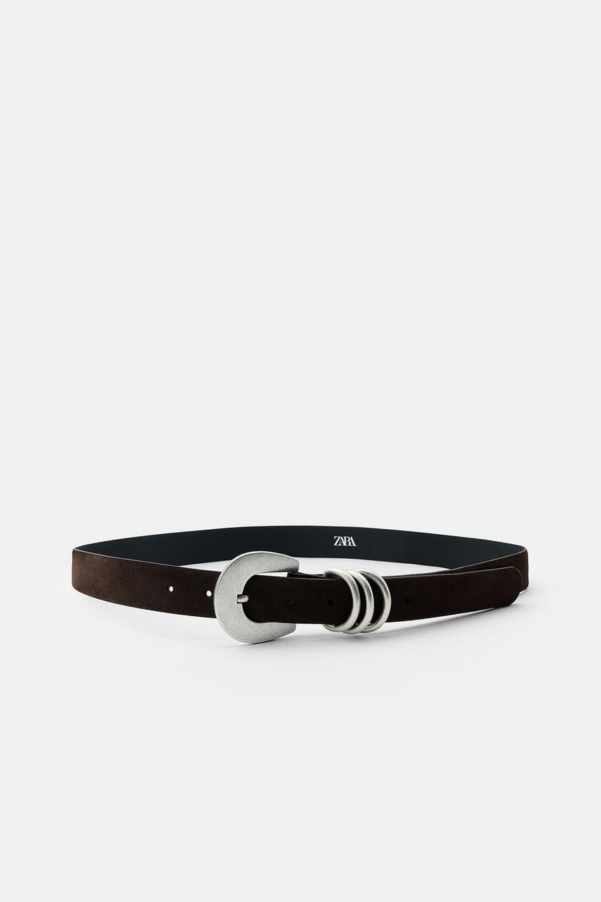 Ceinture 100 % cuir suédé à triple passant