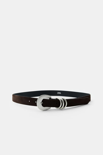 Ceinture 100 % cuir suédé à triple passant