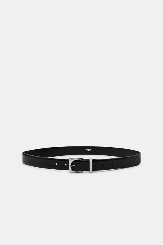 Ceinture 100 % cuir à boucle géométrique