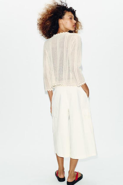 Veste en maille pointelle