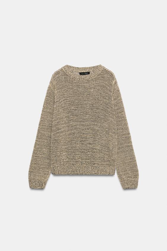 Pull en maille à fil métallisé