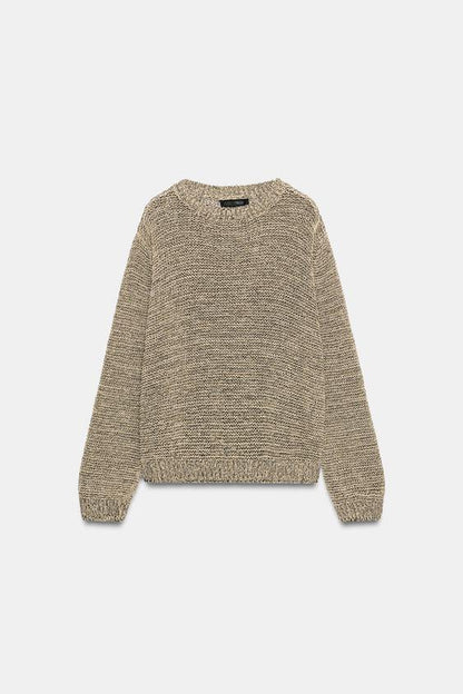 Pull en maille à fil métallisé