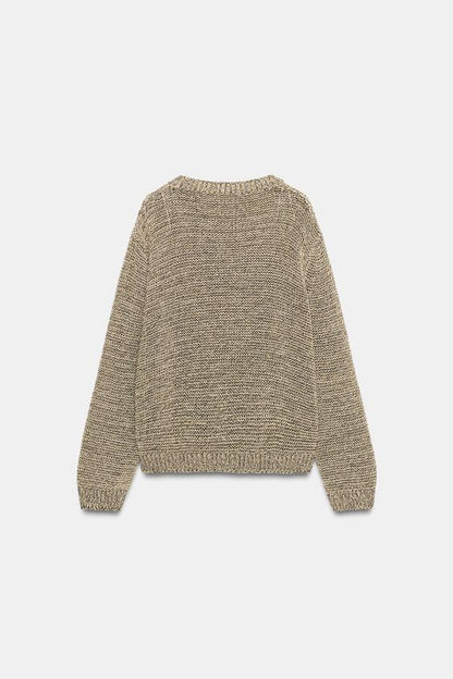 Pull en maille à fil métallisé