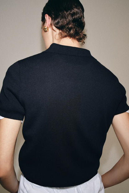 Polo en maille à fermeture zippée