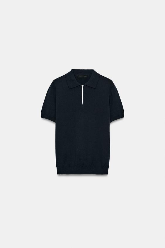 Polo en maille à fermeture zippée