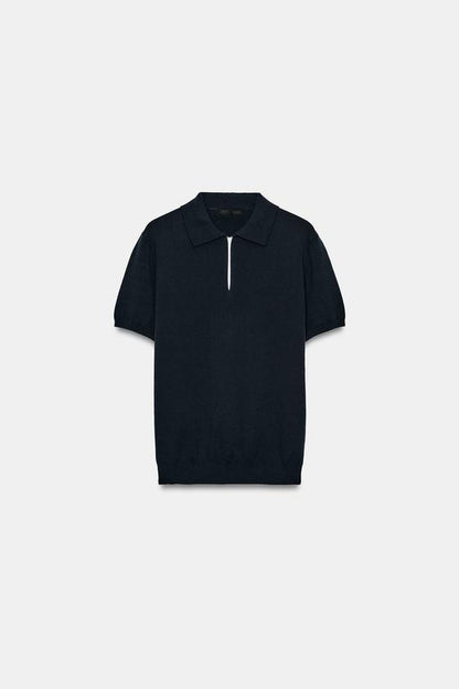 Polo en maille à fermeture zippée