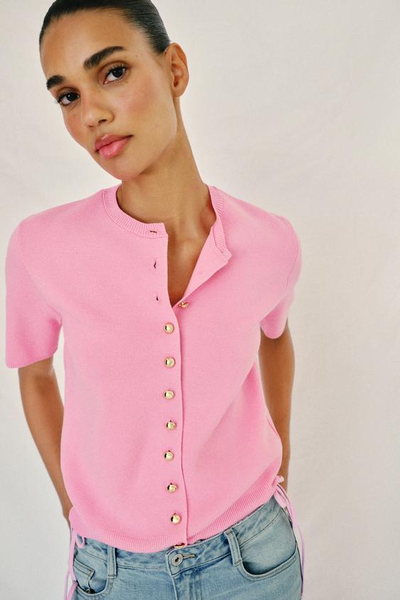 Veste en maille à manches courtes