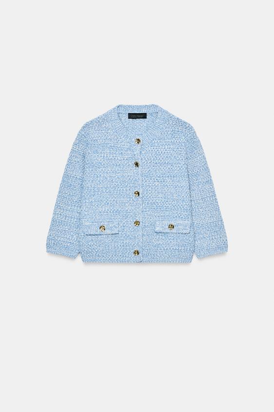 Veste en maille à manches trois-quarts