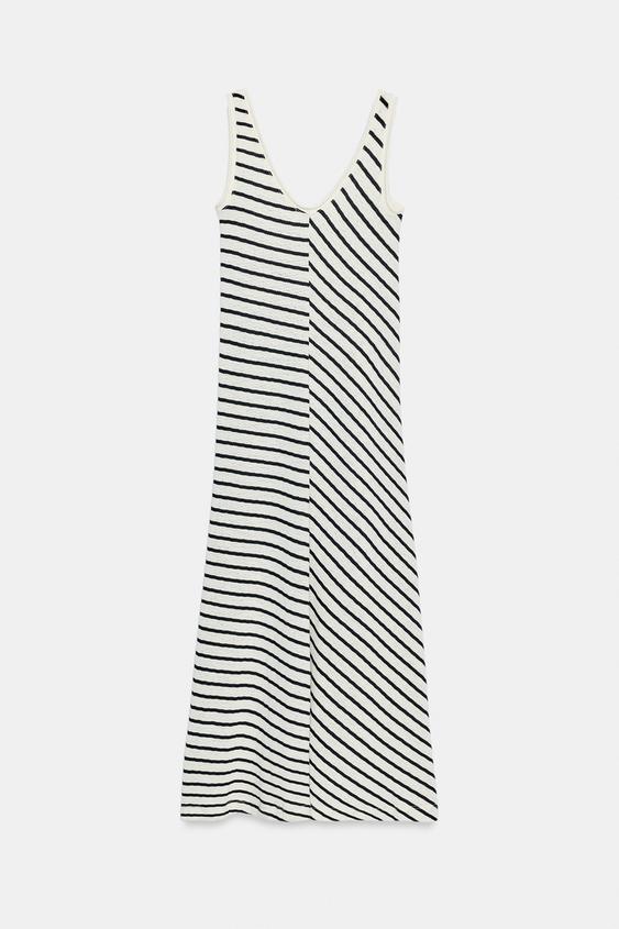 Robe texturée à rayures