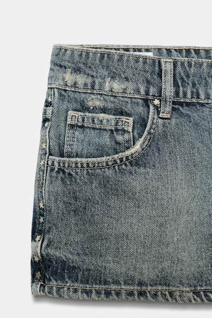 Short mini en denim TRF à clous