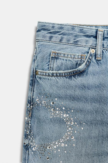 Jean TRF à jambe large taille basse brillant
