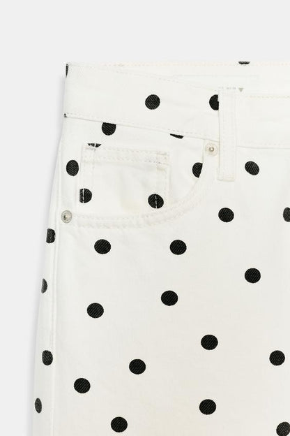 Jean TRF à jambe large taille basse à pois