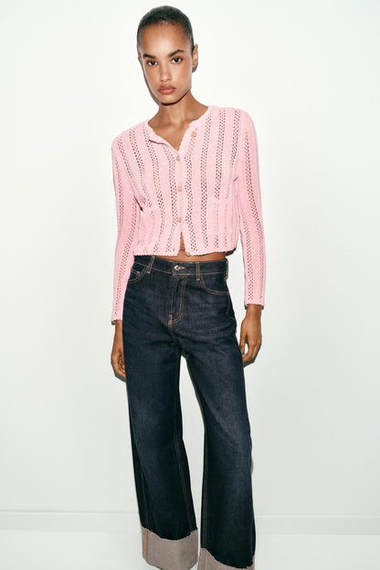 Veste en maille pointelle