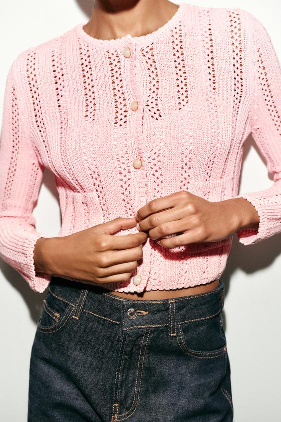 Veste en maille pointelle