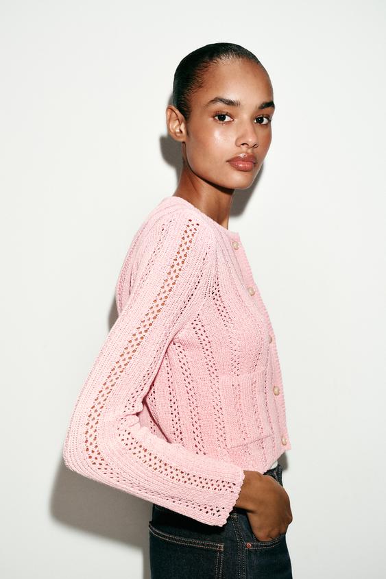 Veste en maille pointelle