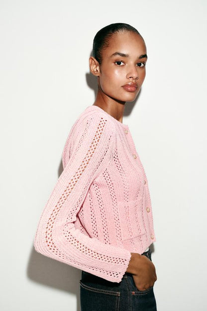 Veste en maille pointelle