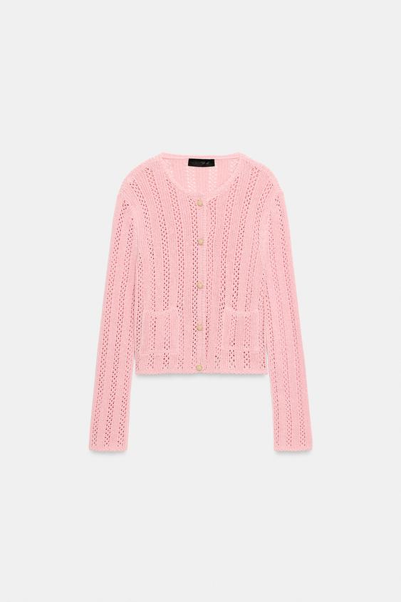 Veste en maille pointelle