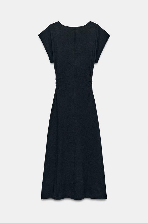 Robe longue en maille à fronces latérales