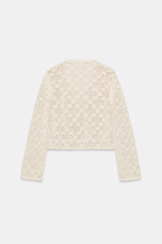 Veste en maille pointelle à fleurs