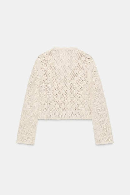 Veste en maille pointelle à fleurs