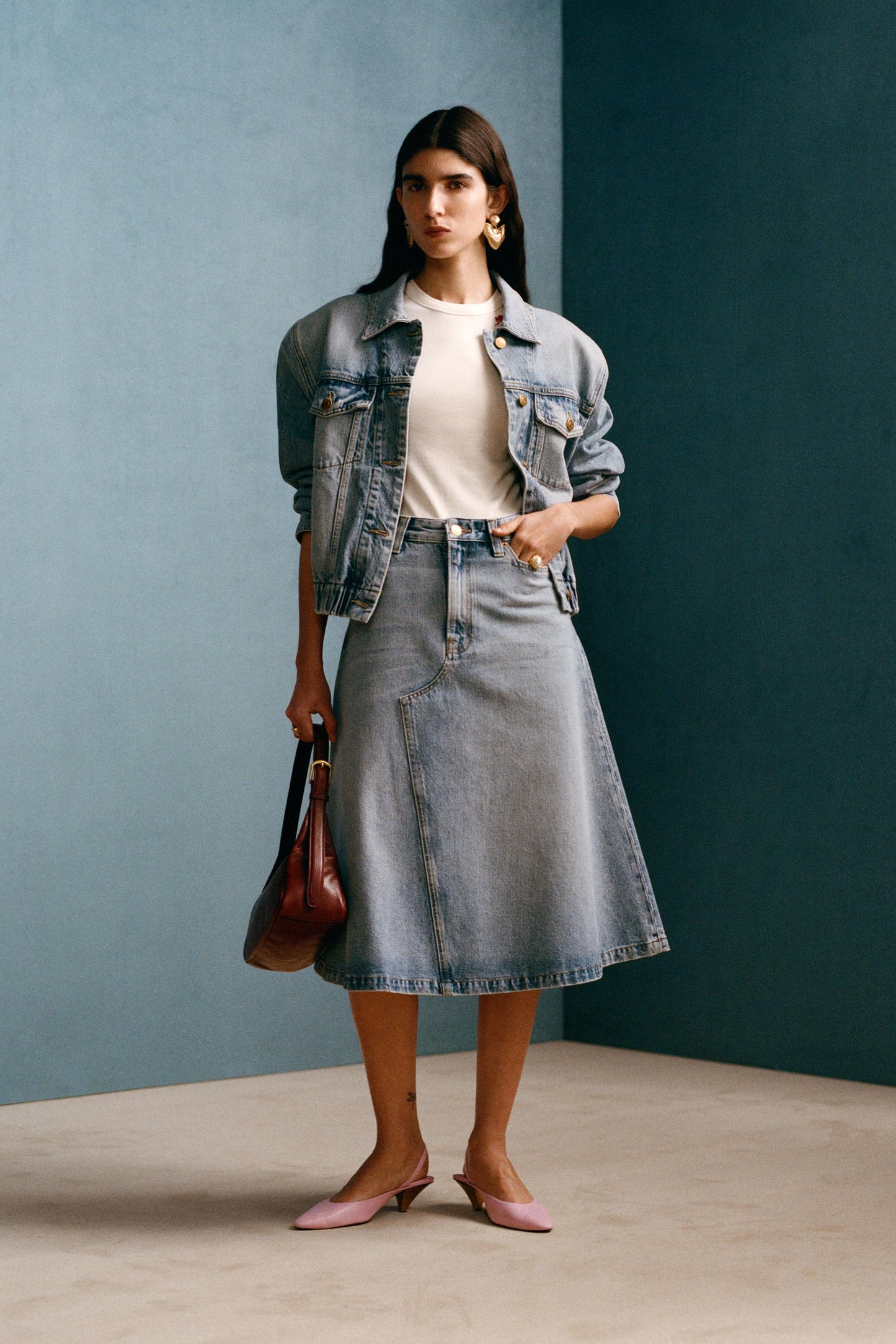 Jupe midi en denim Willy Chavarria x Zara