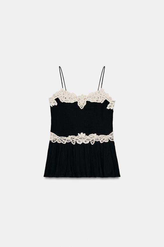 Top en dentelle contrastée ZW Collection