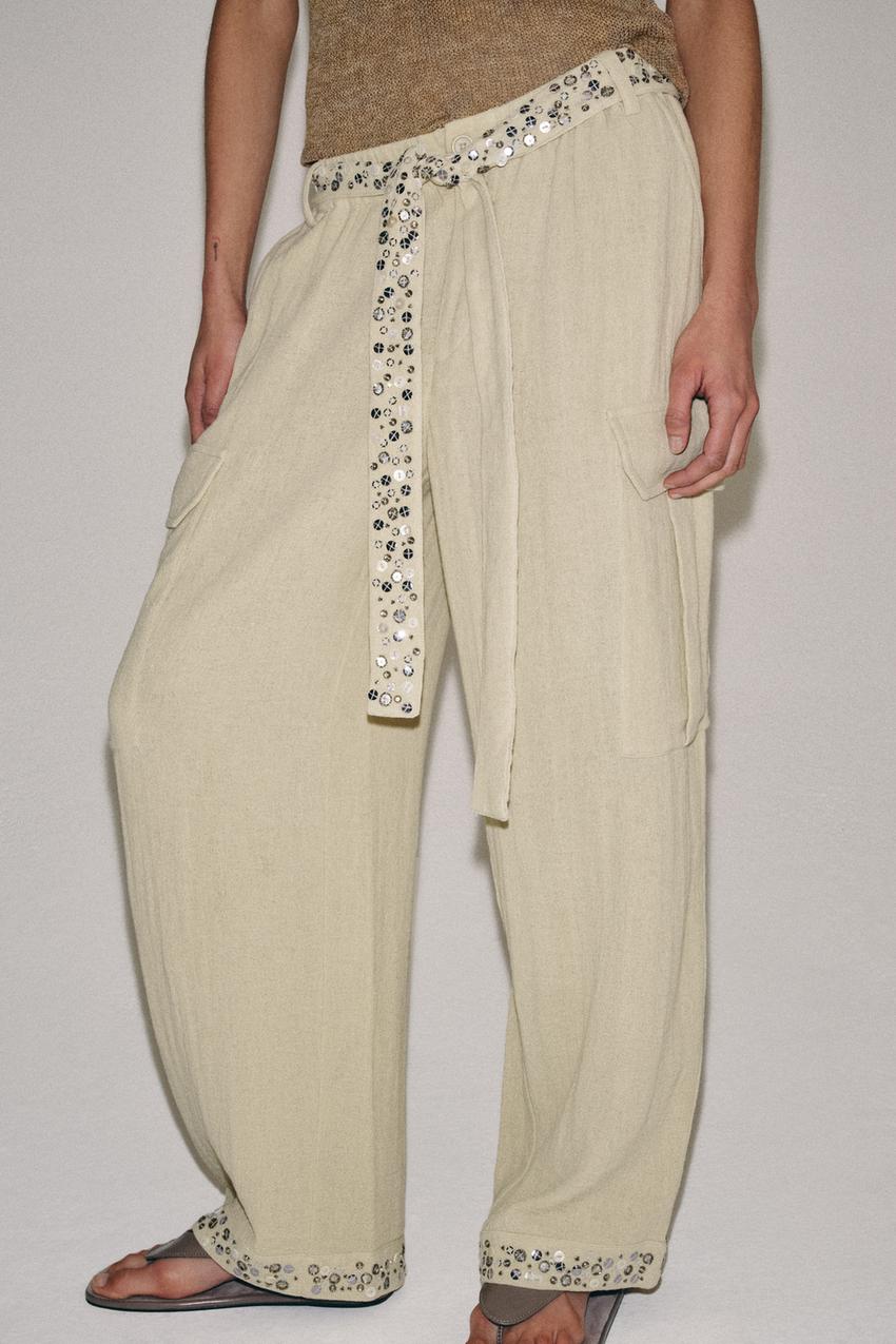 Pantalon cargo à sequins ZW Collection