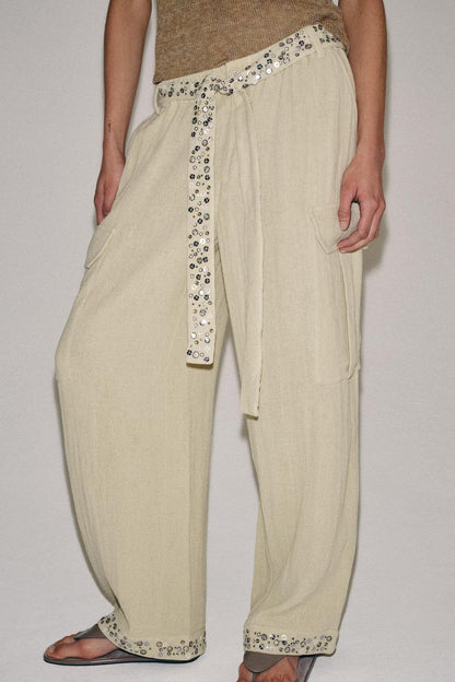 Pantalon cargo à sequins ZW Collection