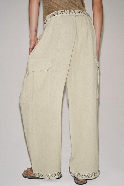 Pantalon cargo à sequins ZW Collection