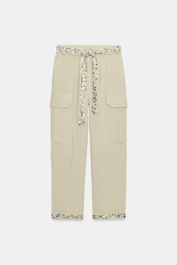 Pantalon cargo à sequins ZW Collection