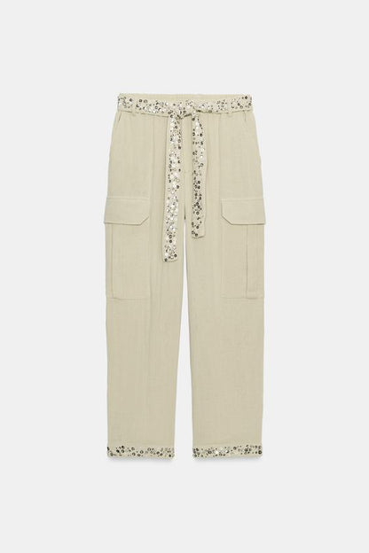 Pantalon cargo à sequins ZW Collection