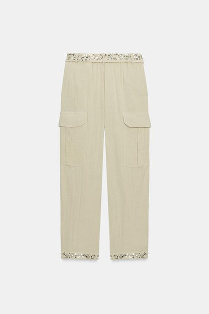 Pantalon cargo à sequins ZW Collection