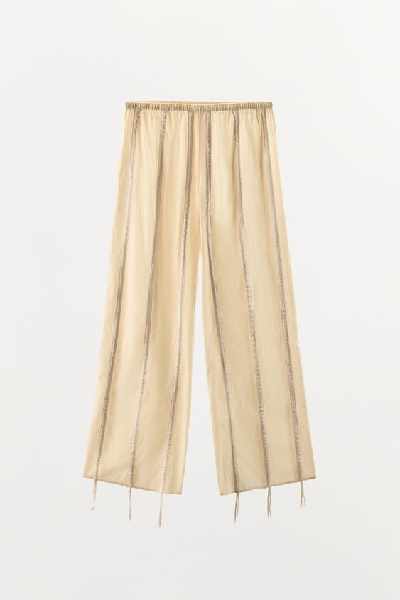 Pantalon en coton liens à nouer